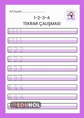 1-2-3-4 rakamları tekrar çalışması