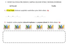 3. SINIF MATEMATİK ÇARPMA İŞLEMİ SÜREÇ DEĞERLENDİRME