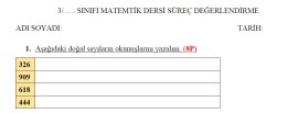 3. sınıf matematik süreç değerlendirme 1