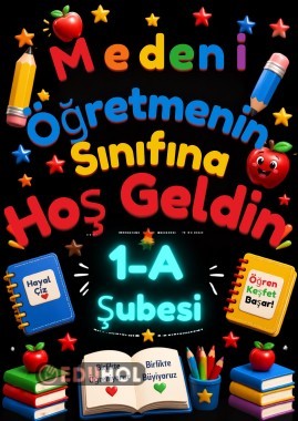 1. Sınıf karşılama panosu 6 şube şeklinde hazırladım.