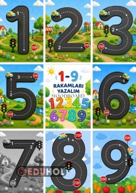 🚗🔢 1’den 9’a Rakamları Yazmayı Eğlenerek Öğreniyoruz! ✏️🌈