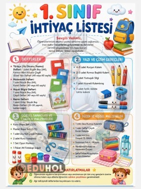 1.Sinif ihtiyaç listesi
