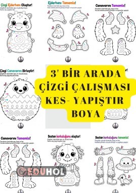 Minik Eller İçin Dev Eğlence! 3’ü Bir Arada Çizgi Çalışması Seti 🐉✨