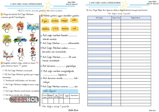 Hayat Bilgisi Süreç Odaklı Değerlendirme Acilse Ne Yaparım?