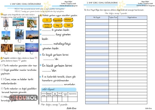 Hayat Bilgisi Süreç Odaklı Değerlendirme  Tarihin ve Doğanın İzinde  Yönetim Birimlerini Tanıyorum