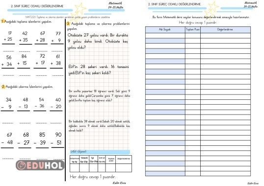 Matematik Süreç Odaklı Değerlendirme 14-15. Hafta