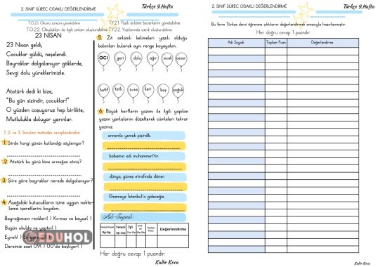 Türkçe Süreç Odaklı Değerlendirme 9. Hafta
