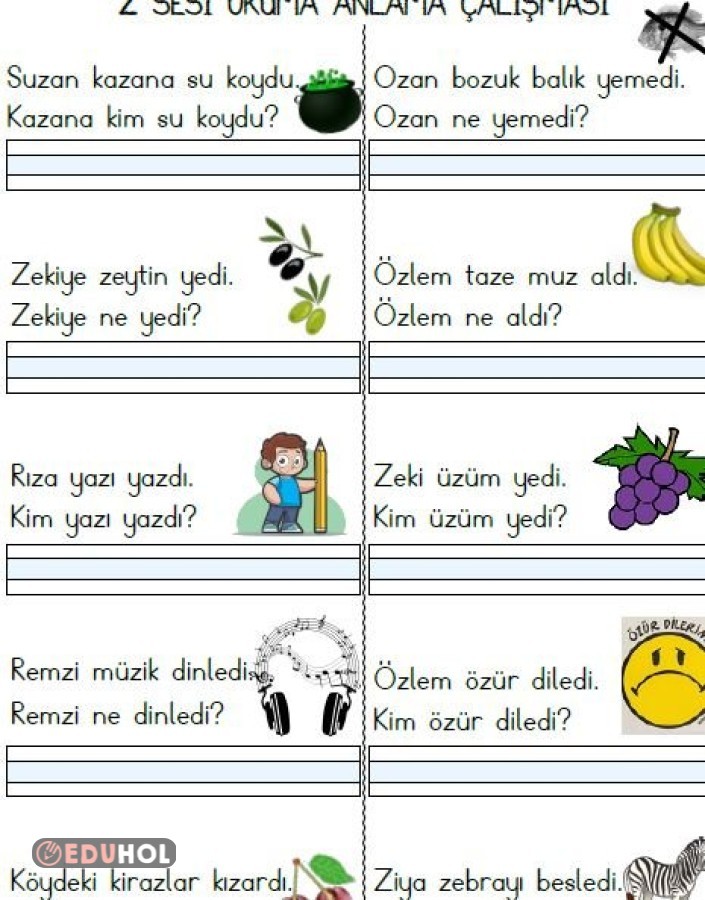 Zz Sesi Okuma Anlama Çalışması... | Eduhol - Ders Videoları İzle Online Test Çöz Etkinlik İndir