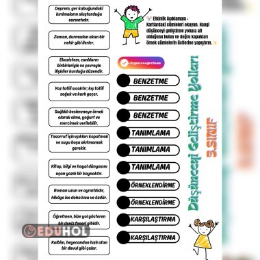 Düşünceyi Geliştirme Yolları 5.sınıf Defter Etkinliği