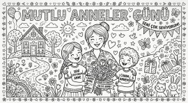 Anneler Günü 12 parça (12 adet A4 boyutunda) pano boyama, grup etkinligi