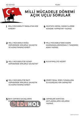 Milli mücadele dönemi açık uçlu sorular