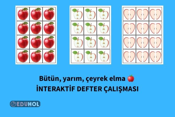 BÜTN YARIM ÇEYREK ELMA - İNTERAKTİF DEFTER ETKİNLİĞİ
