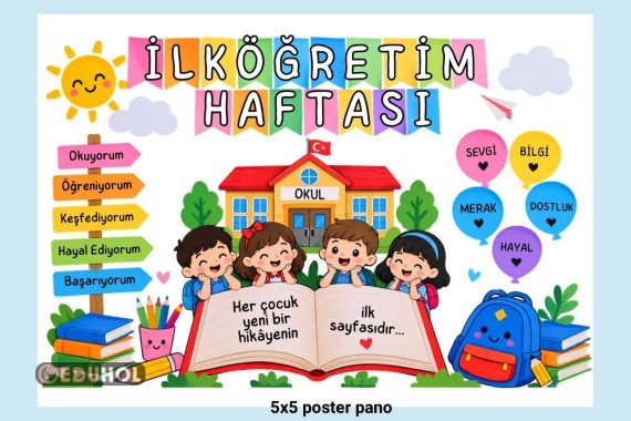 İlköğretim haftası 5x5 poster boyutunda pano