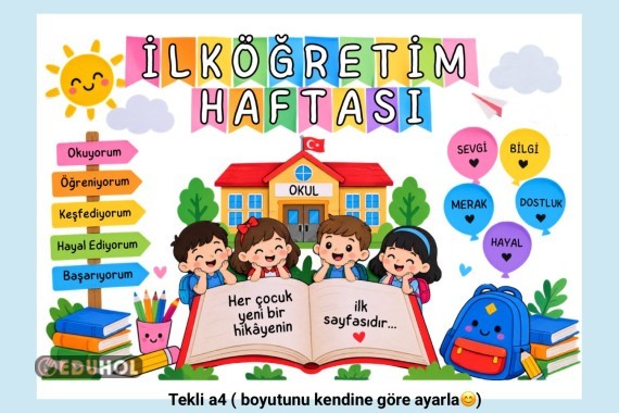 İlköğretim haftası tekli sayfa pano