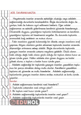 4.Sınıf - İnsan Hakları Adil Davranılmazsa Defter Özeti