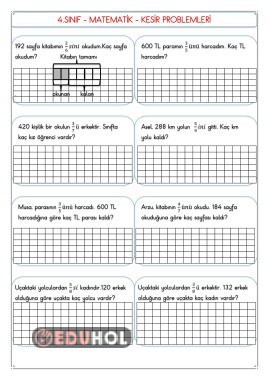 4.Sınıf - Matematik Kesir Prob... · Eduhol - Etkinlik İndir Oyun Oyna ...