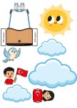 bayraklı sıcak hava balonu renksiz