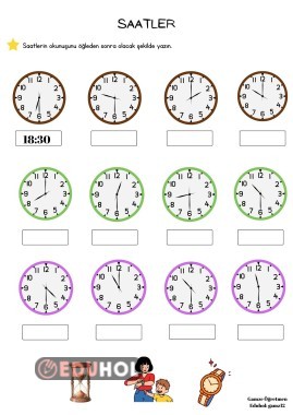2 Sayfalık Saat Yazma Etkinliği