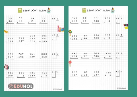 3. sınıf dört işlem