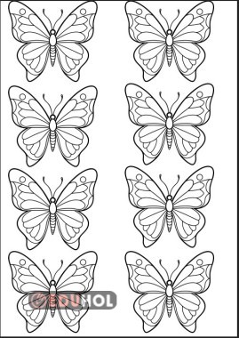 4 farklı boyutta kelebek şablonu