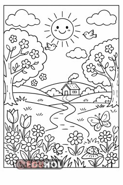 Bahar boyama sayfası