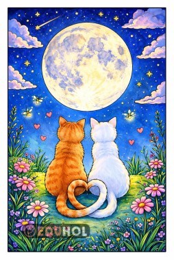 Dolunayda Kedi Boyama