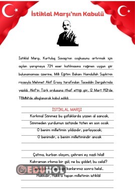İstiklal Marşı Kabulü kısa özet ve Şablon