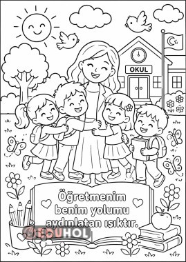 Öğretmen sevgisi boyama sayfası