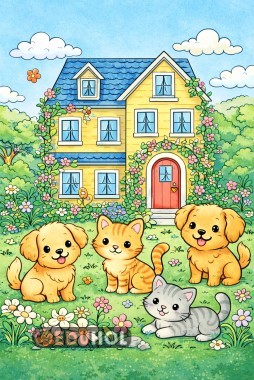 Sevimli Ev Boyama Sayfası