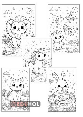 Sevimli Hayvanlar Boyama Sayfası