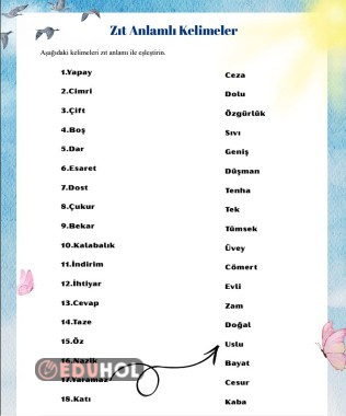 Zıt Anlamlı Kelimeler