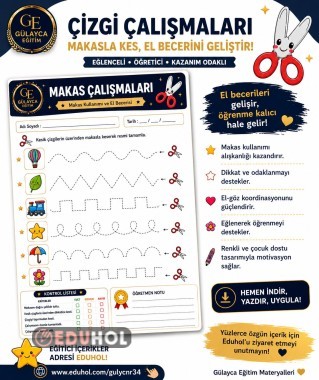 1.Sınıf Yazmaya Hazırlık Çizgi Çalışmaları