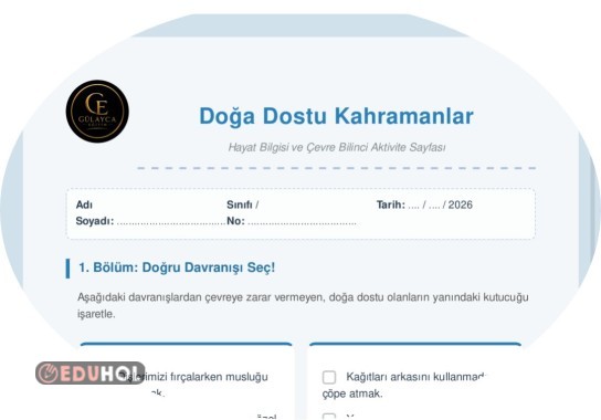 2.Sınııf AKTİVİTE ATÖLYESİ Çalışma Kağıdı