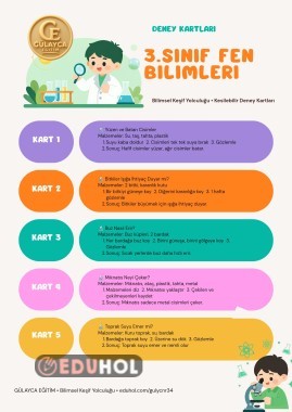 3. Sınıf Fen Bilimleri – 1. Ünite 🔬 BİLİMSEL KEŞİF YOLCULUĞUM  🧪 DENEY KARTLARI