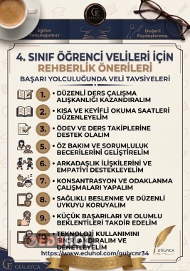 4. SINIF ÖĞRENCİ VELİLERi İÇİN REHBERLİK ÖNERİLERİ