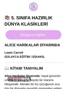 📚 5. SINIFA HAZIRLIK DÜNYA KLASİKLERİ Alice harikalar diyarında