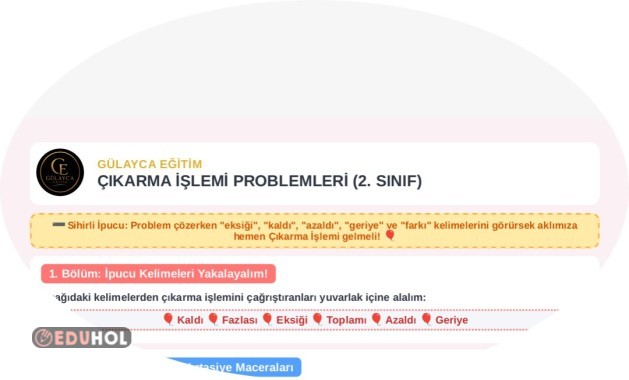 ÇIKARMA İŞLEMİ PROBLEMLERİ Çalışma Kağıdı