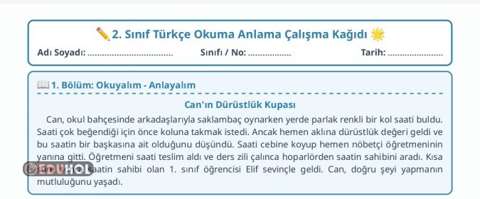 Değerlerle ilgili Okuma Anlama serisi 3