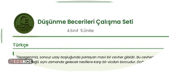DÜŞÜNME BECERİLERİ ÇALIŞMA SETİ 5.Ünite