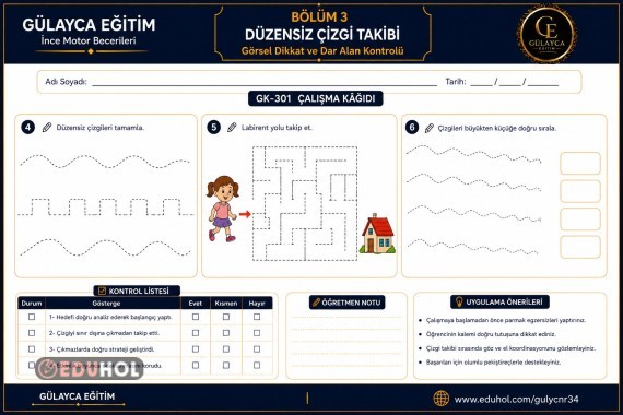 Düzensiz Çizgi Takibi Çalışma Kağıdı