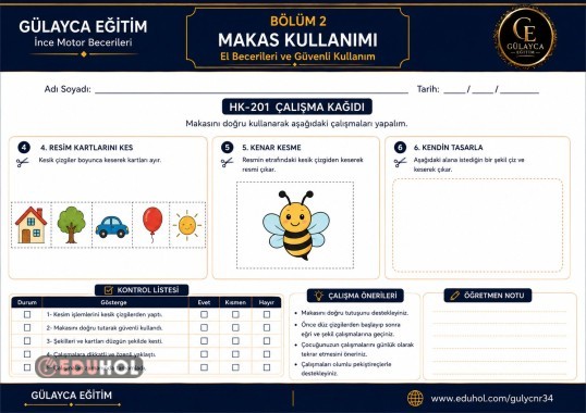 El kas Gelişimi Makas Kullanımı Çalışma Kağıdı