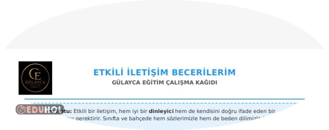 Etkili İletişim çalışma kağıdı