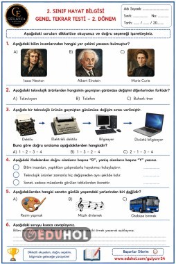 Hayat bilgisi değerlendirme çalışma kağıdı