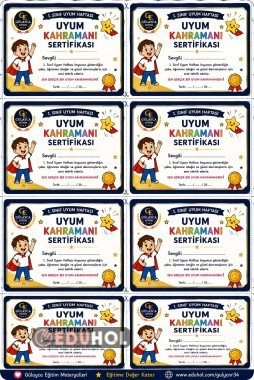 İlk Hafta Etkinlikleri/ Uyum Kahramanı Erkek Sertifikası