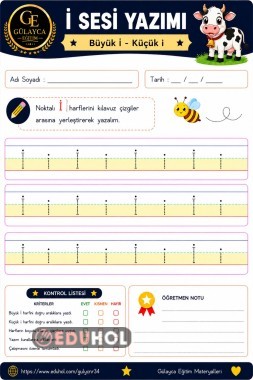 İlk Okuma Yazma Büyük/ Küçük İ Sesi Yazımı Çalışma Kağıdı