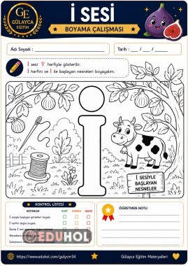 İlk Okuma Yazma İ Sesi Ormanı Boyama Çalışma Kağıdı