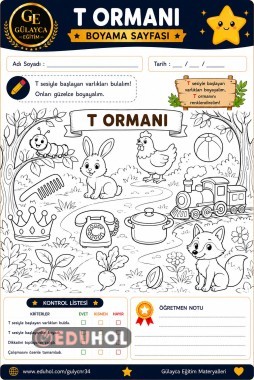 İlk Okuma Yazma T Ormanı Boyama Sayfası
