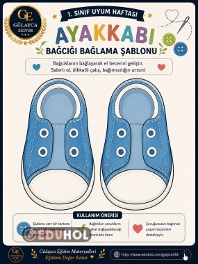 İnce Motor Becerileri Gelişimi/ Ayakkabı Bağcığı Bağlama Şablonu