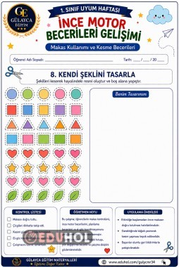 Makas Kullanımı Şekil Kes  Tasarla Çalışma Kağıdı
