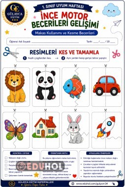 Makas Kullanımı ve Görsel Kes Yapıştır çalışma kağıdı